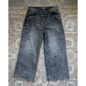 Rewash Jeans Womens 7/28 Wide Leg Black Stone Acid Wash Super High Rise Grunge